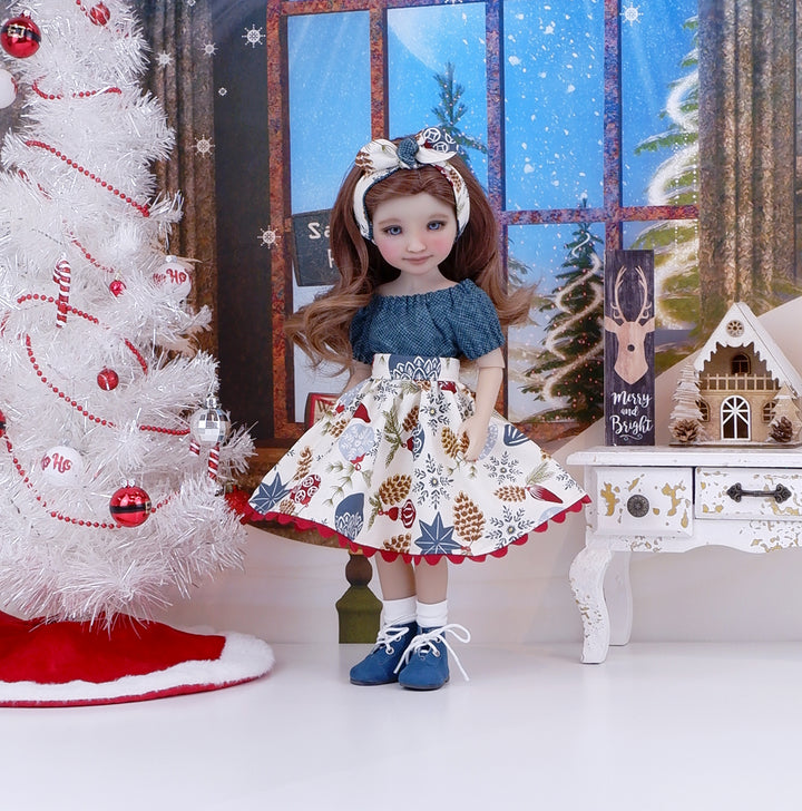 Rustic Ornaments - blouse & skirt with boots for Ruby Red Fashion Friends doll