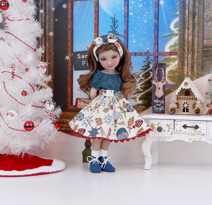 Rustic Ornaments - blouse & skirt with boots for Ruby Red Fashion Friends doll