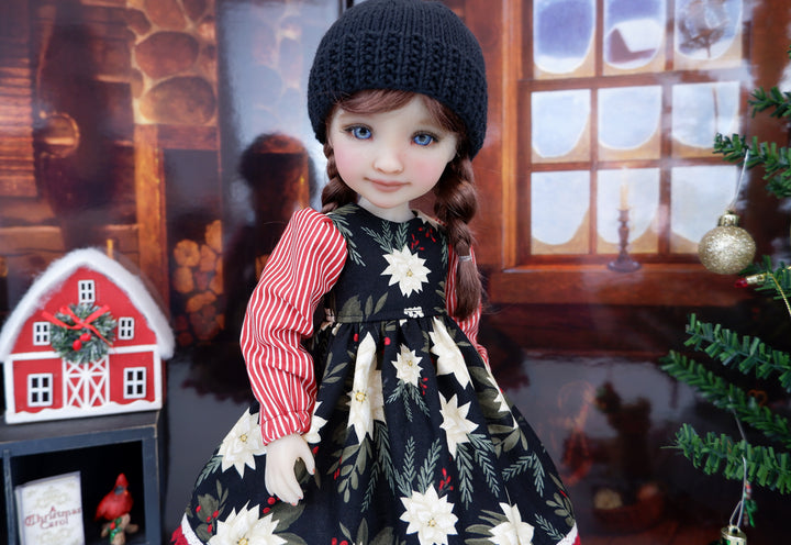 Rustic Poinsettias - dress ensemble with boots for Ruby Red Fashion Friends doll
