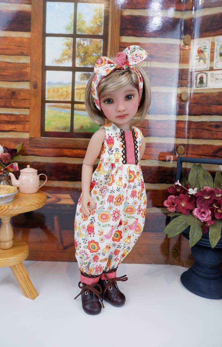 Scandinavian Flowers - romper with boots for Ruby Red Fashion Friends doll