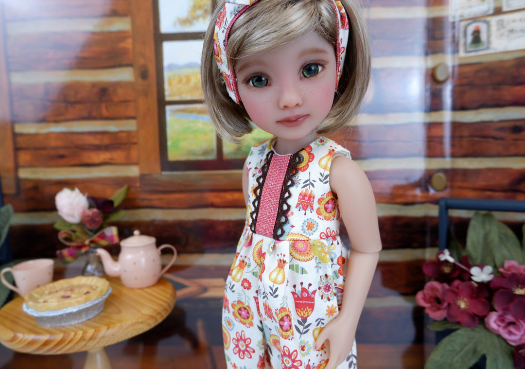 Scandinavian Flowers - romper with boots for Ruby Red Fashion Friends doll