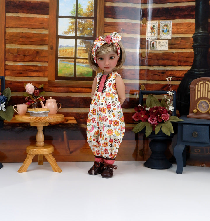 Scandinavian Flowers - romper with boots for Ruby Red Fashion Friends doll