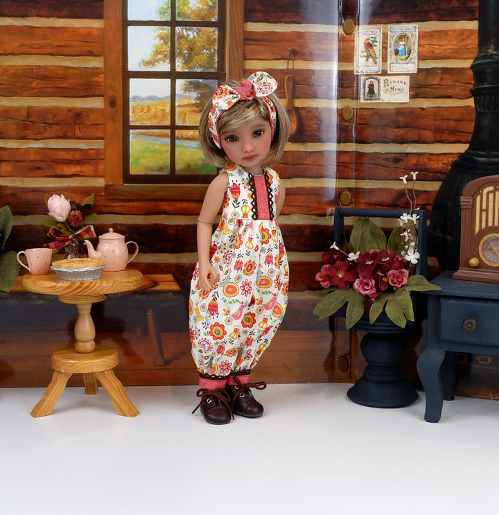 Scandinavian Flowers - romper with boots for Ruby Red Fashion Friends doll