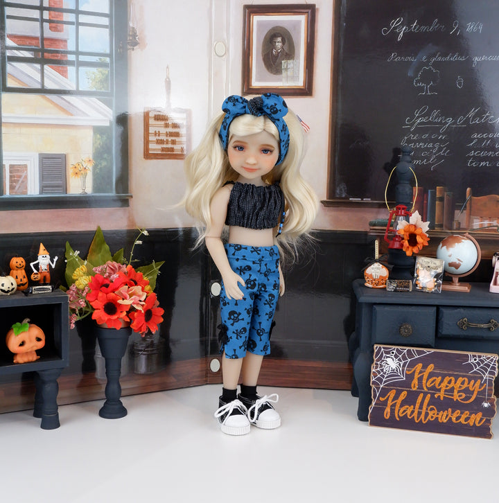 Scary Skulls - crop top & capris with shoes for Ruby Red Fashion Friends doll