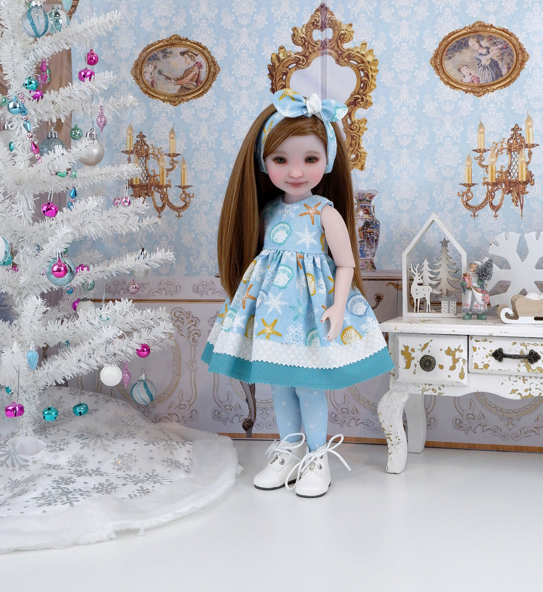 Seaside Christmas - dress with boots for Ruby Red Fashion Friends doll