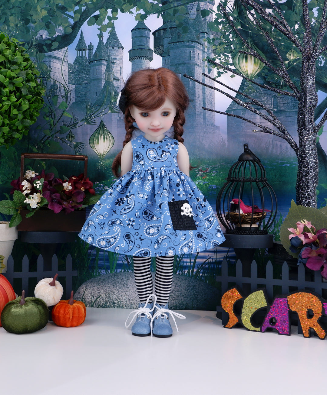Skull Paisley - dress with boots for Ruby Red Fashion Friends doll