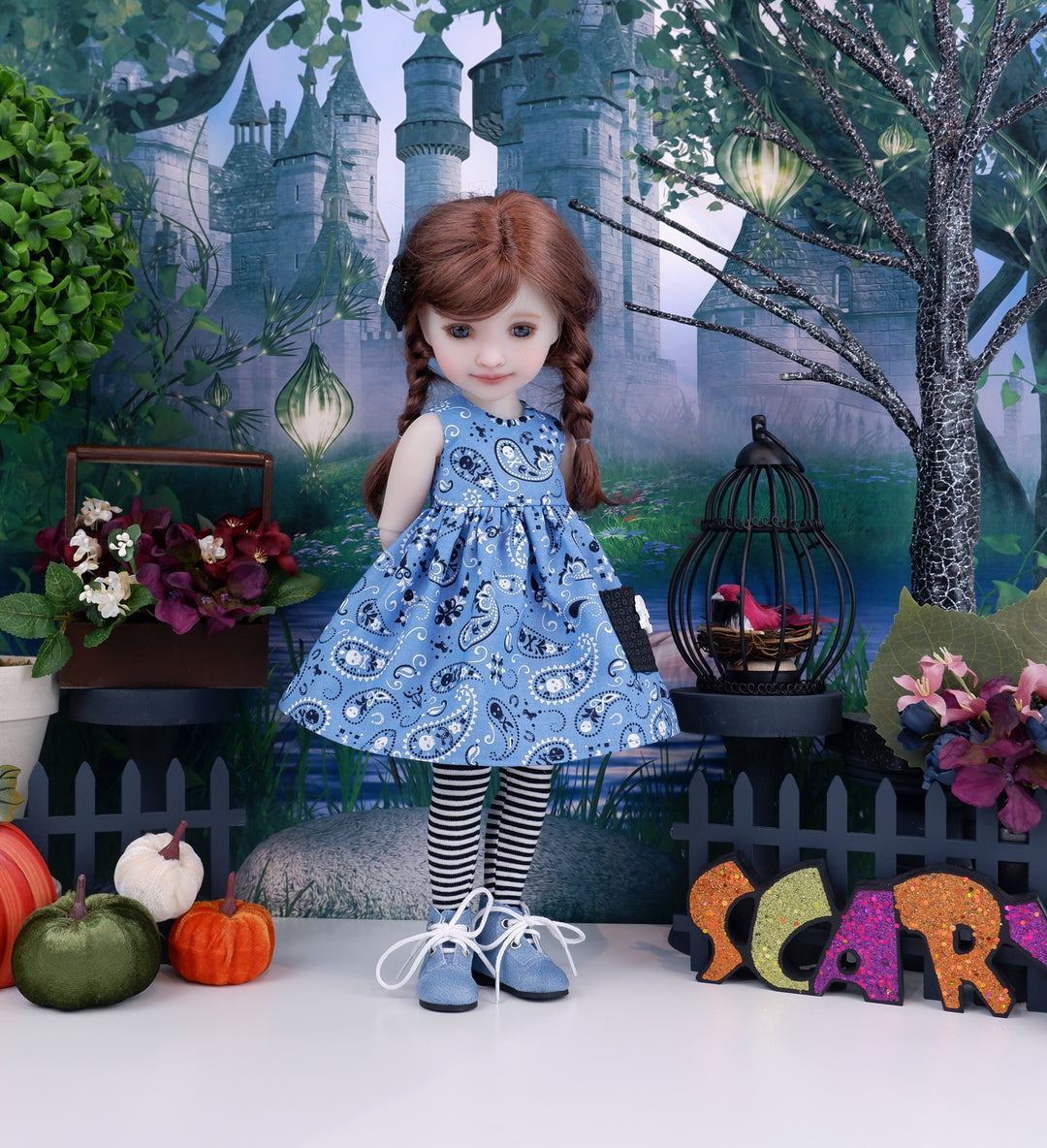 Skull Paisley - dress with boots for Ruby Red Fashion Friends doll