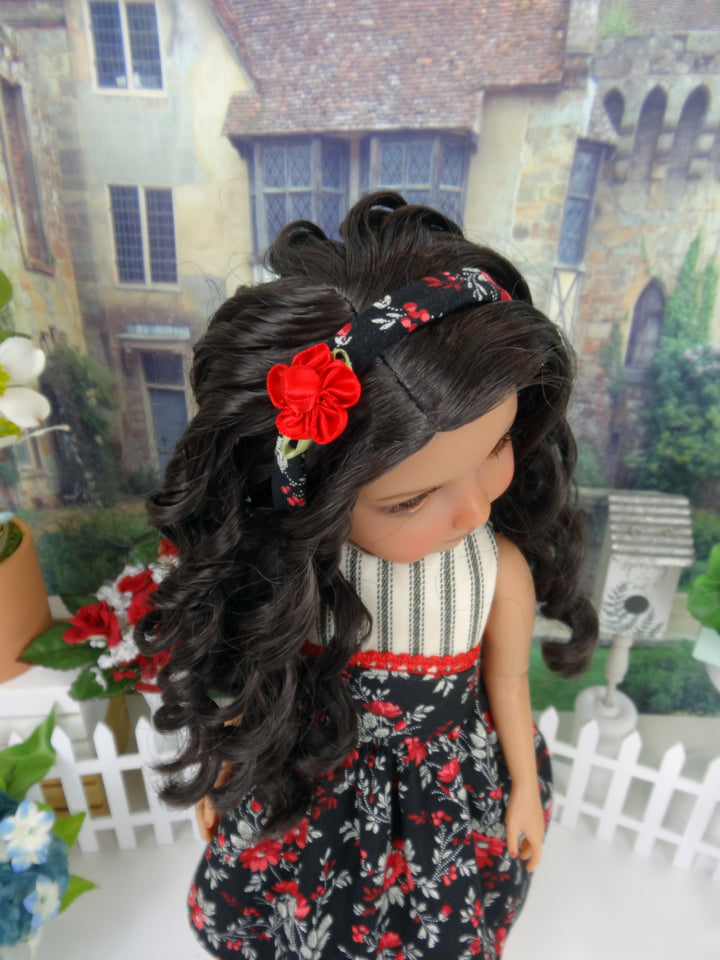 Sleeveless Floral Elegance - dress and shoes for Ruby Red Fashion Friends doll