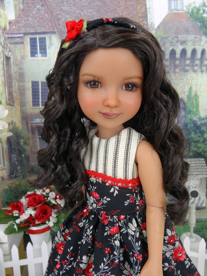 Sleeveless Floral Elegance - dress and shoes for Ruby Red Fashion Friends doll
