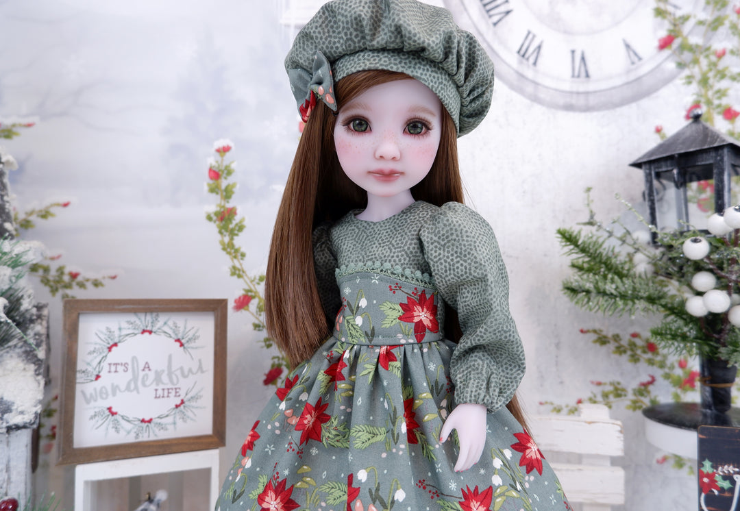 Snowdrops & Poinsettias - dress with shoes for Ruby Red Fashion Friends doll
