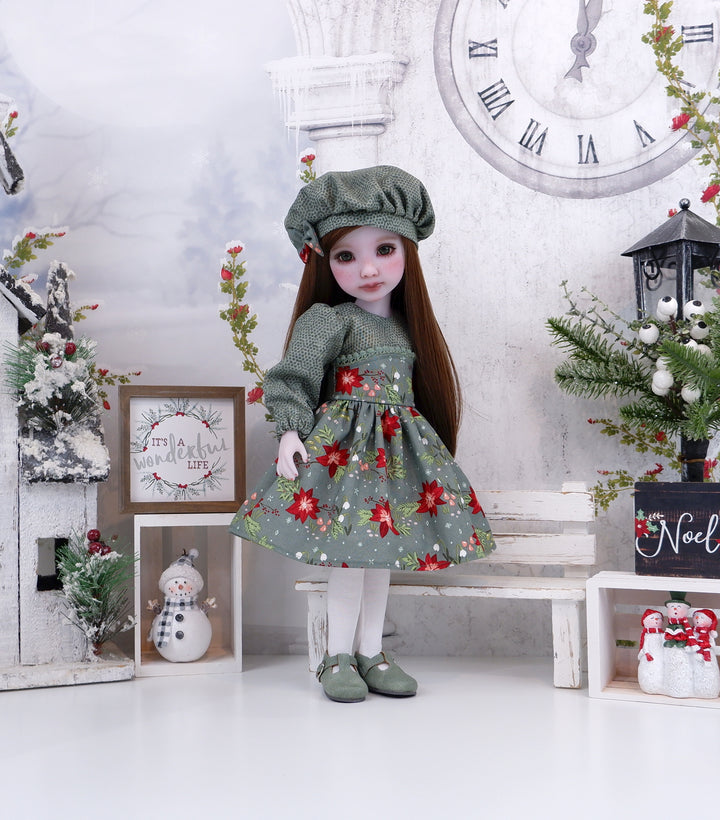Snowdrops & Poinsettias - dress with shoes for Ruby Red Fashion Friends doll