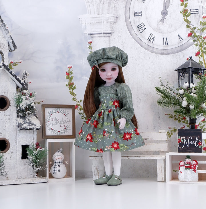 Snowdrops & Poinsettias - dress with shoes for Ruby Red Fashion Friends doll