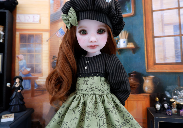 Spellbinding Scrollwork - dress and shoes for Ruby Red Fashion Friends doll