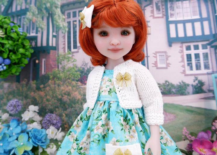 Spring Gardenia - dress & sweater with sandals for Ruby Red Fashion Friends doll