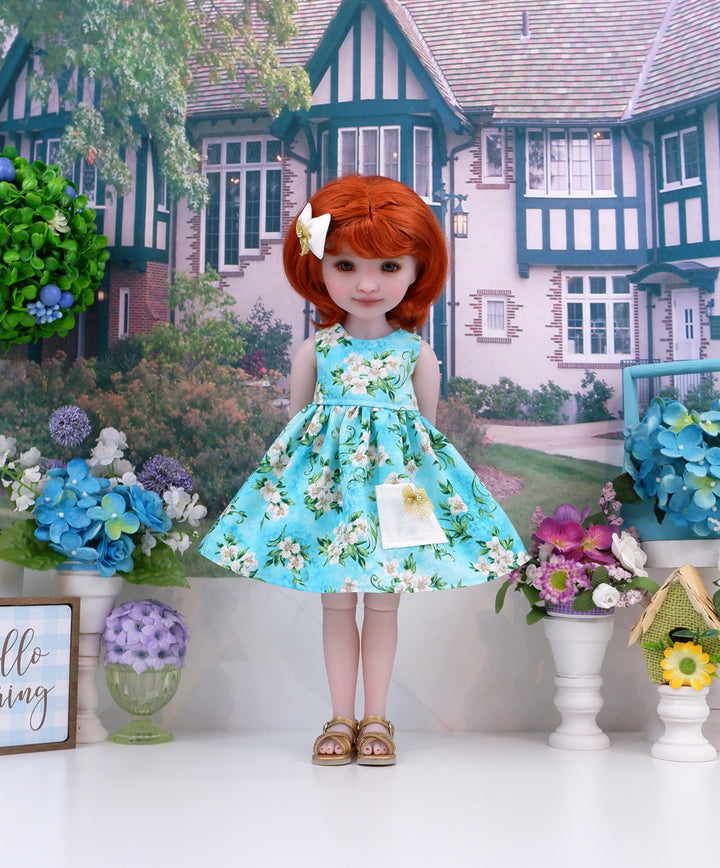 Spring Gardenia - dress & sweater with sandals for Ruby Red Fashion Friends doll
