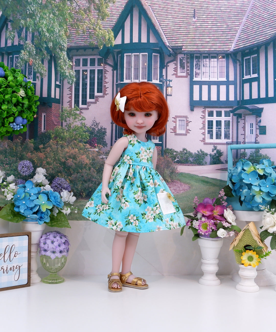 Spring Gardenia - dress & sweater with sandals for Ruby Red Fashion Friends doll