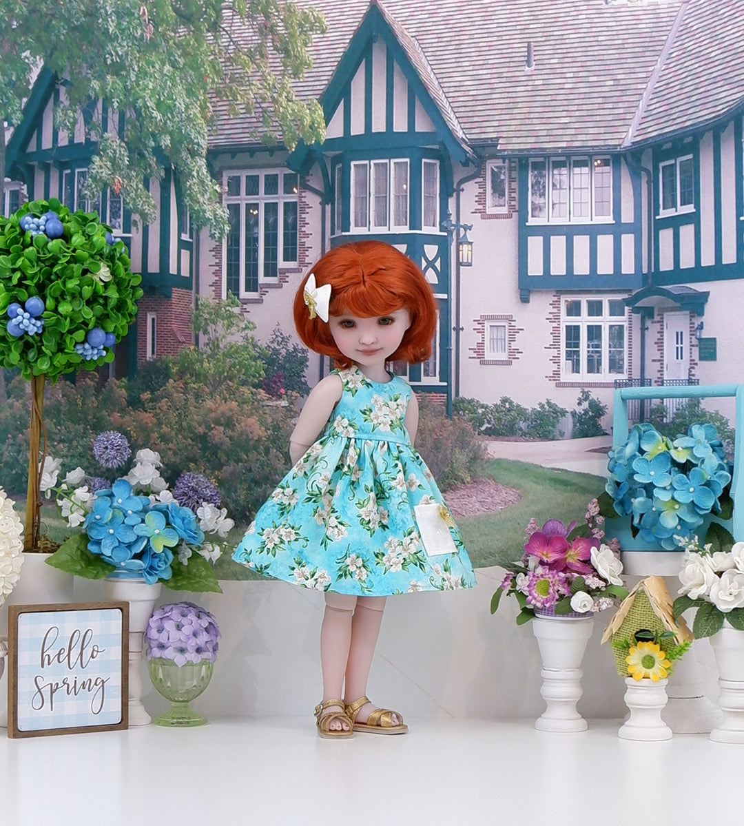Spring Gardenia - dress & sweater with sandals for Ruby Red Fashion Friends doll