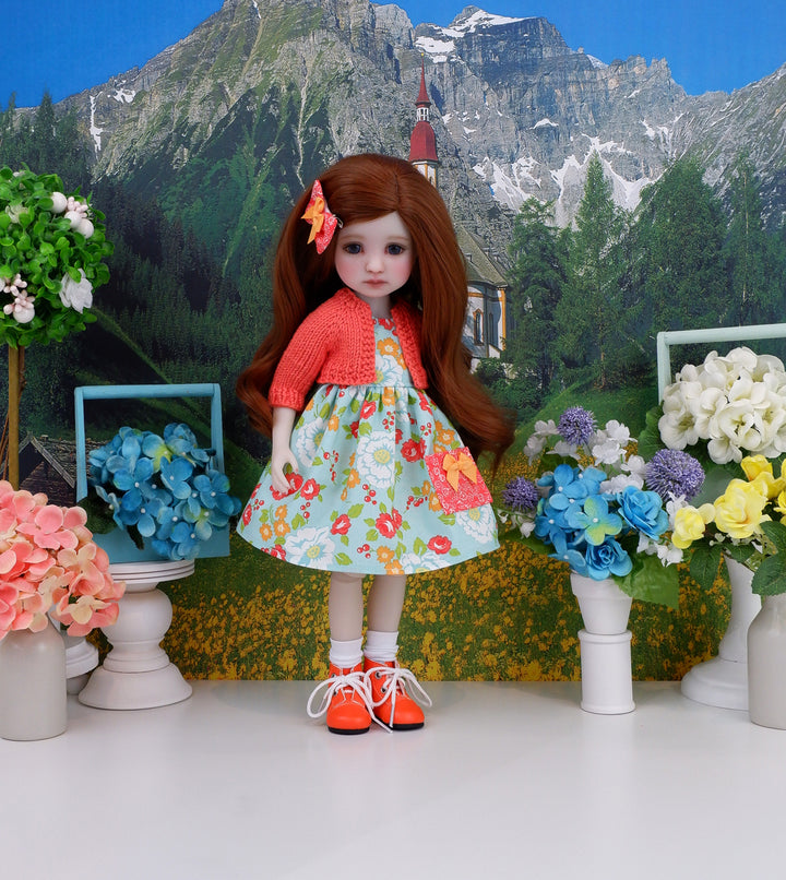 Spring Wildflowers - dress with sweater & boots for Ruby Red Fashion Friends doll