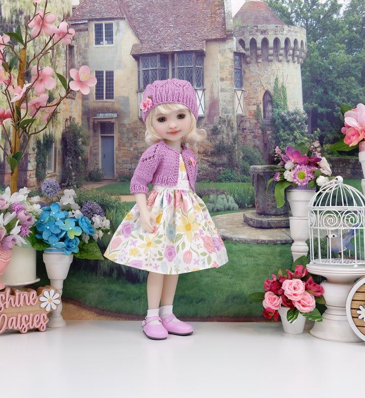 Springtime Floral - dress and sweater with shoes for Ruby Red Fashion Friends doll