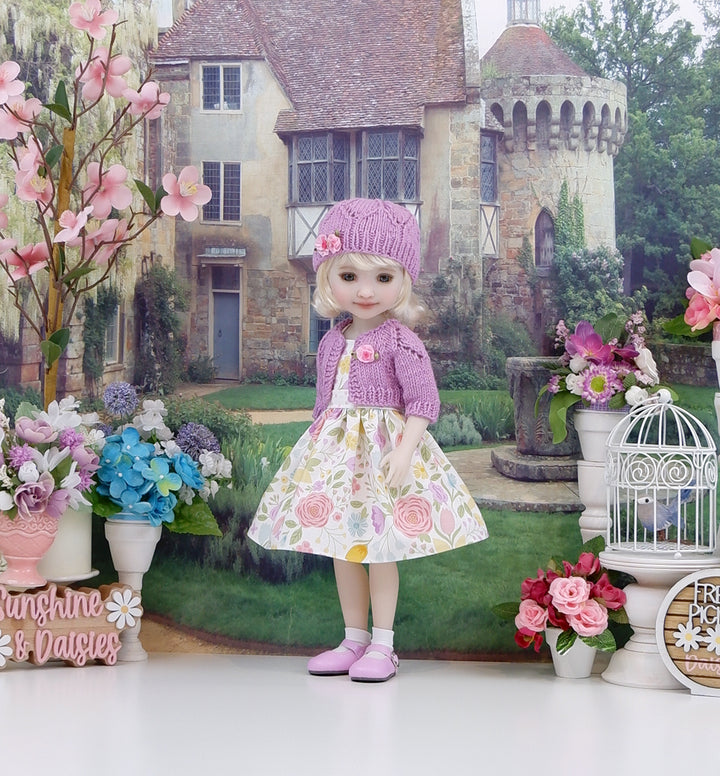 Springtime Floral - dress and sweater with shoes for Ruby Red Fashion Friends doll