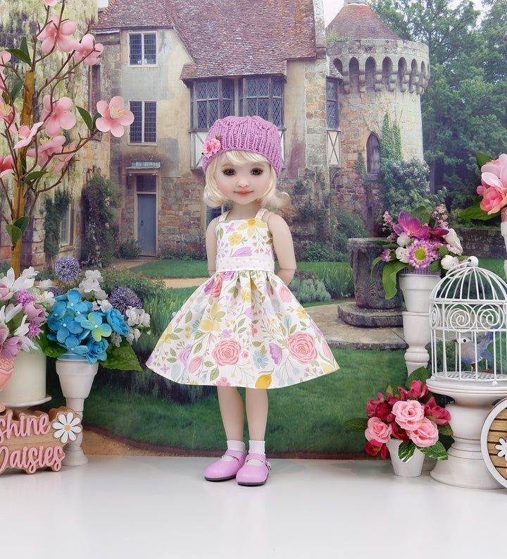 Springtime Floral - dress and sweater with shoes for Ruby Red Fashion Friends doll