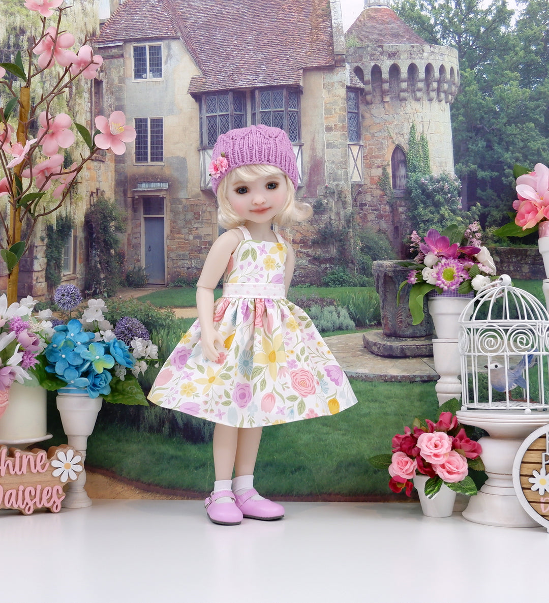 Springtime Floral - dress and sweater with shoes for Ruby Red Fashion Friends doll