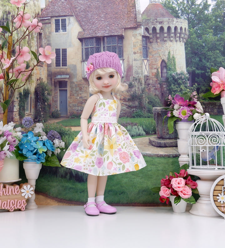 Springtime Floral - dress and sweater with shoes for Ruby Red Fashion Friends doll