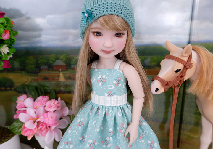 Stable Girl - dress and sweater set with shoes for Ruby Red Fashion Friends doll