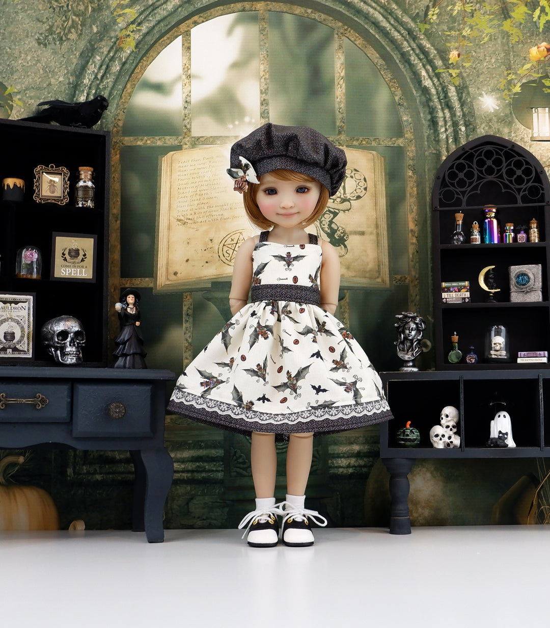 Steampunk Bats - dress with saddle shoes for Ruby Red Fashion Friends doll