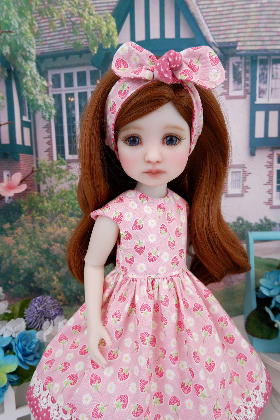 Strawberries & Cream - dress with shoes for Ruby Red Fashion Friends d Cottontail Doll Designs Strawberries & Cream - dress with shoes for Ruby Red Fashion Friends d Cottontail Doll Designs