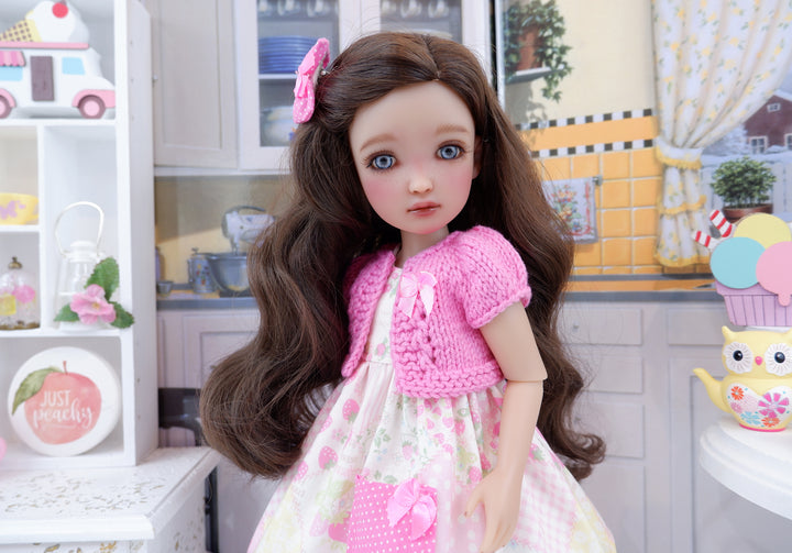 Strawberry Patchwork - dress with sweater & boots for Ruby Red Fashion Friends doll