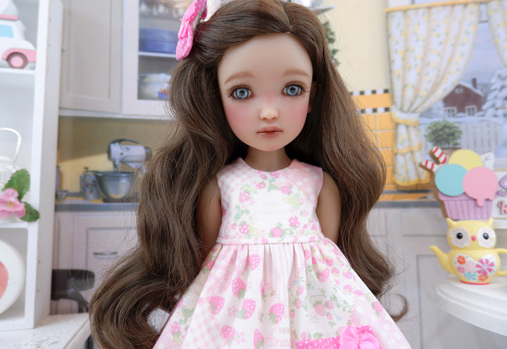 Strawberry Patchwork - dress with sweater & boots for Ruby Red Fashion Friends doll