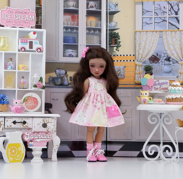 Strawberry Patchwork - dress with sweater & boots for Ruby Red Fashion Friends doll