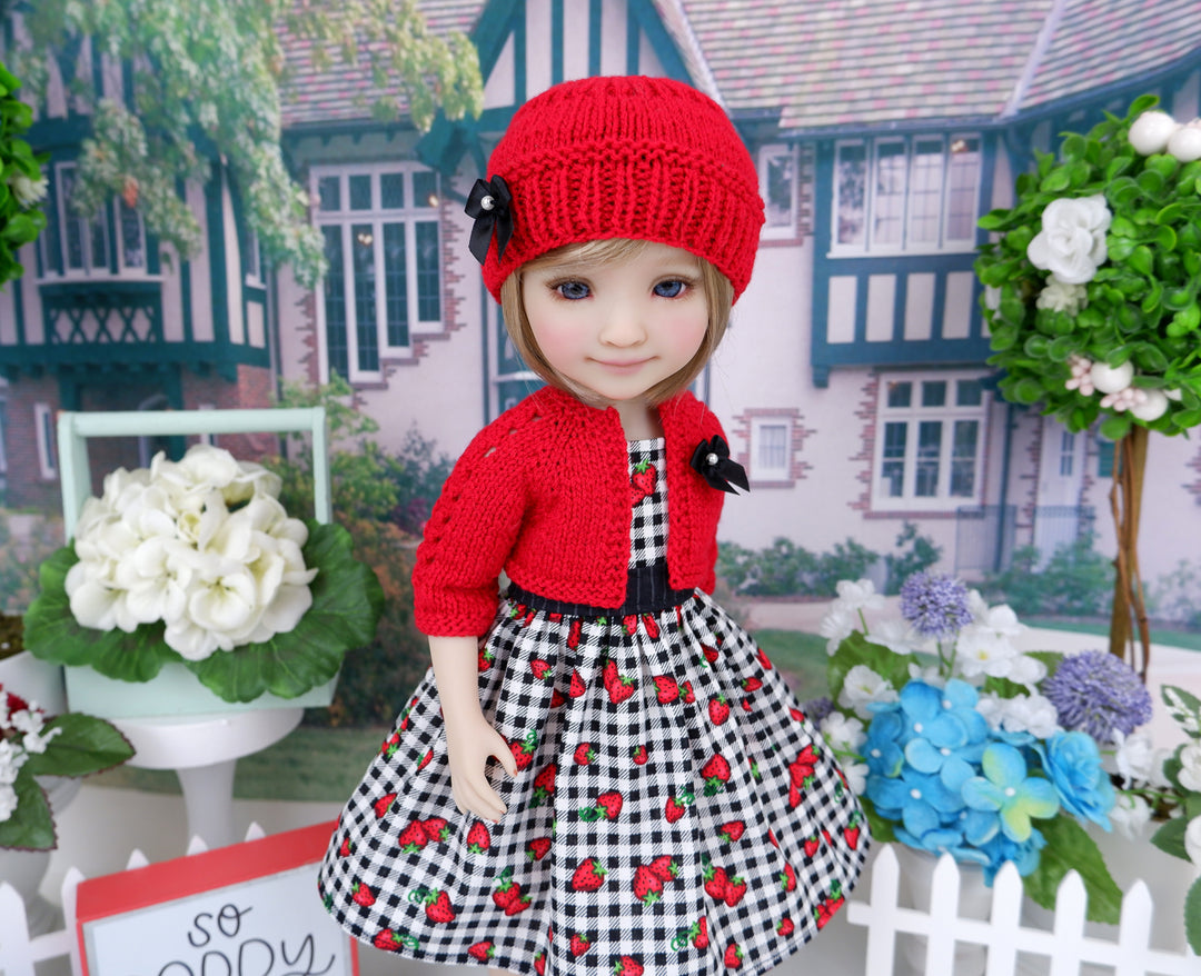 Strawberry Picnic - dress & sweater with saddle shoes for Ruby Red Fashion Friends doll