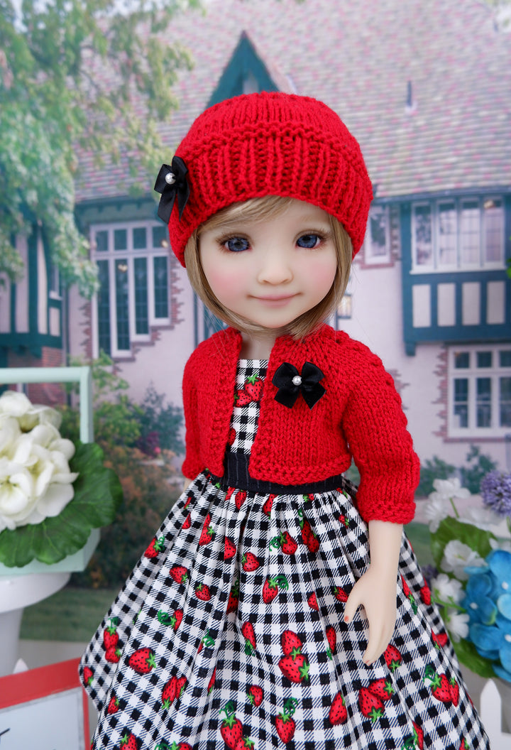 Strawberry Picnic - dress & sweater with saddle shoes for Ruby Red Fashion Friends doll