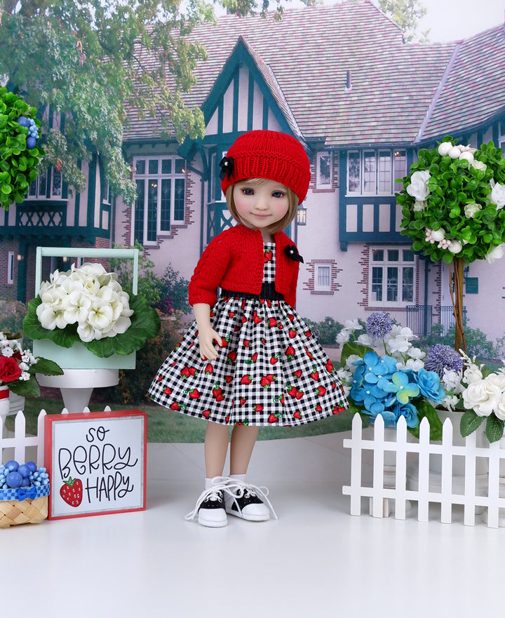 Strawberry Picnic - dress & sweater with saddle shoes for Ruby Red Fashion Friends doll