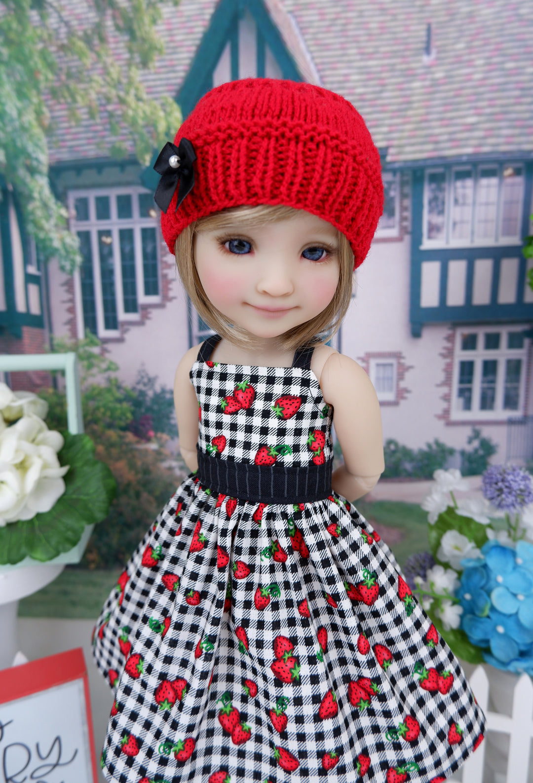 Strawberry Picnic - dress & sweater with saddle shoes for Ruby Red Fashion Friends doll