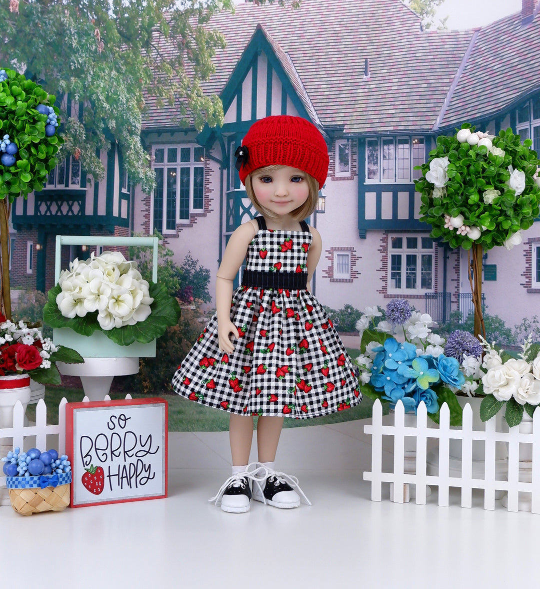 Strawberry Picnic - dress & sweater with saddle shoes for Ruby Red Fashion Friends doll