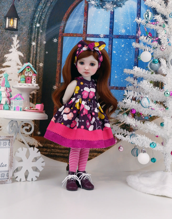 Sugar Plum Mittens - dress with boots for Ruby Red Fashion Friends doll