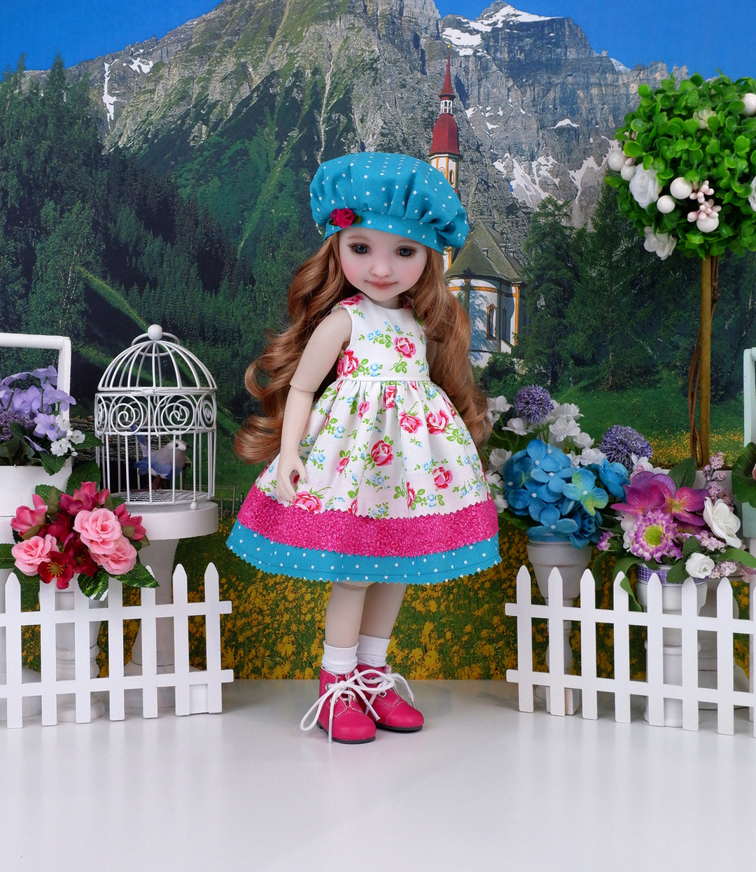 Sugar Roses - dress with boots for Ruby Red Fashion Friends doll