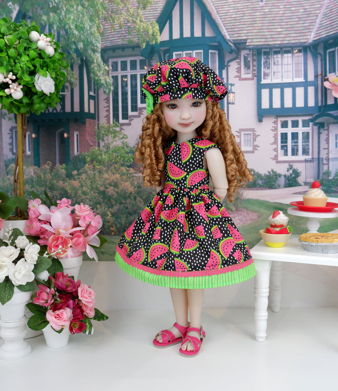 Summer Watermelon - dress with sandals for Ruby Red Fashion Friends doll