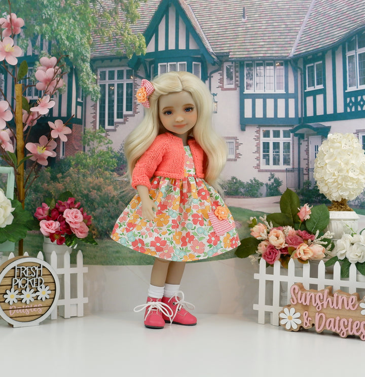 Summertime Blooms - dress with sweater & boots for Ruby Red Fashion Friends doll
