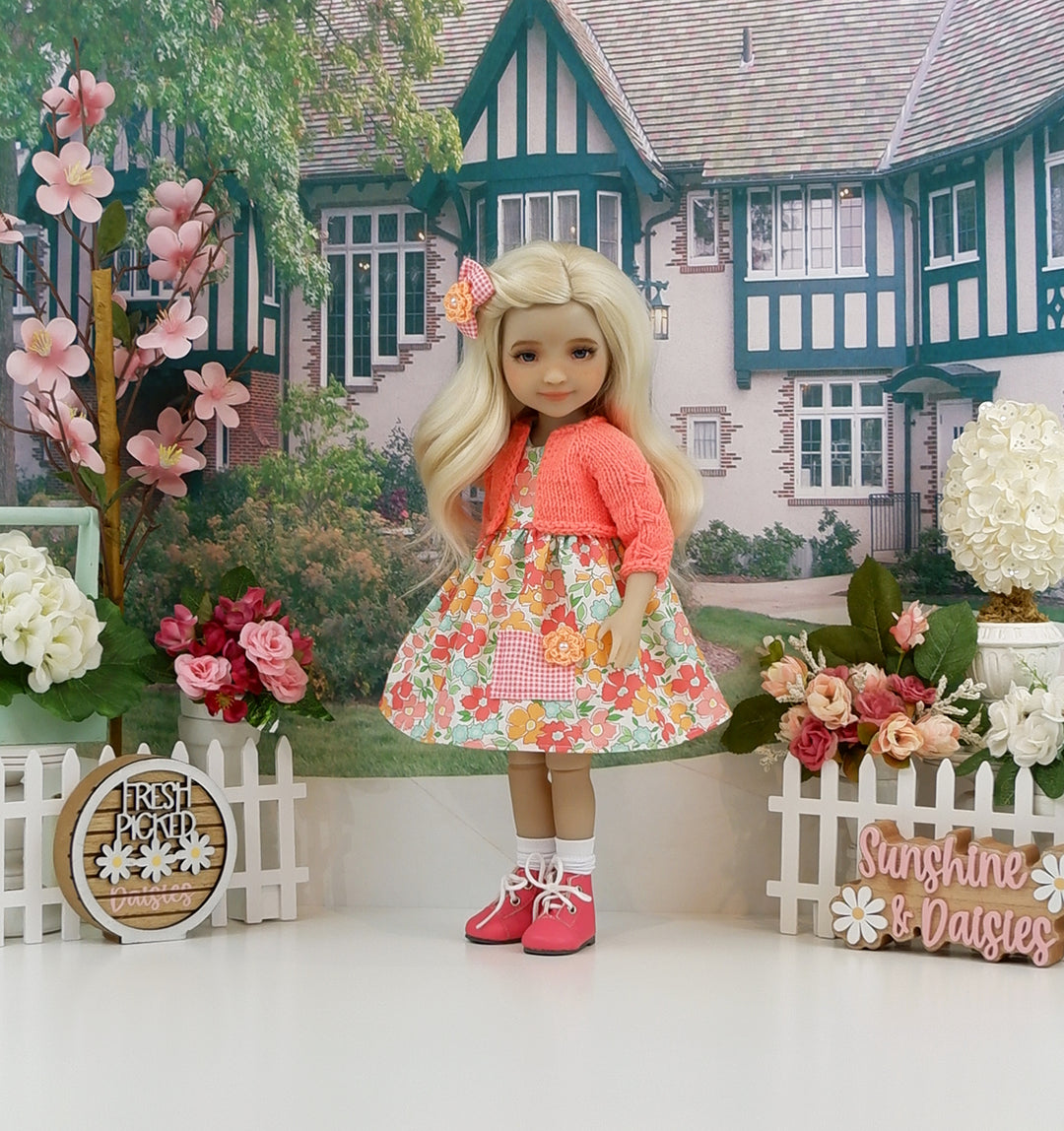 Summertime Blooms - dress with sweater & boots for Ruby Red Fashion Friends doll
