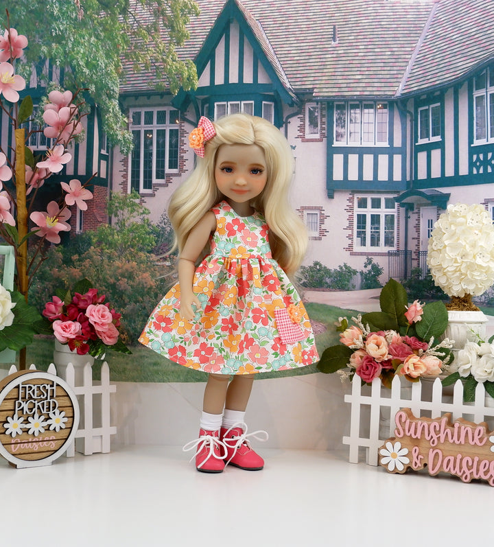 Summertime Blooms - dress with sweater & boots for Ruby Red Fashion Friends doll