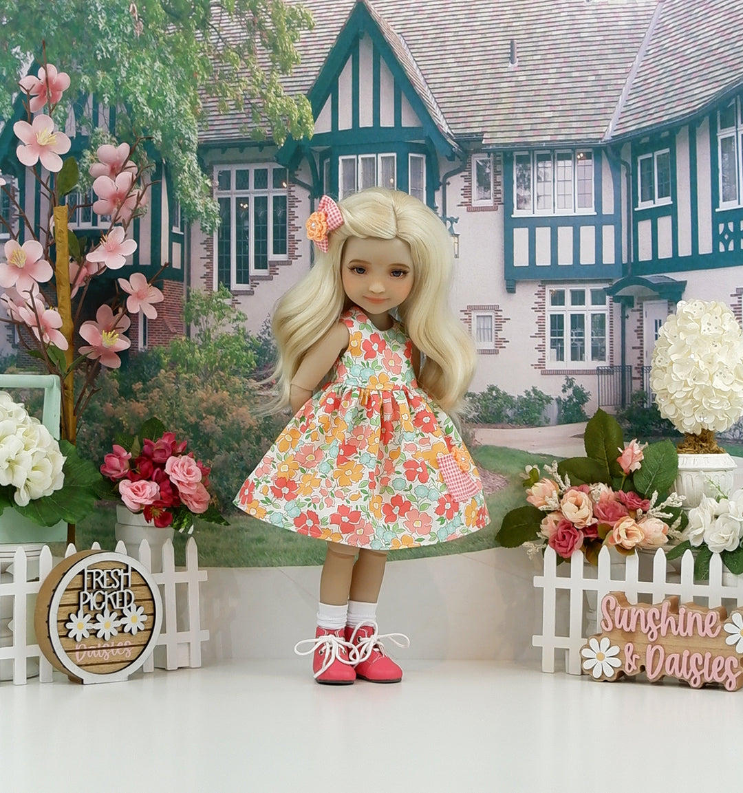 Summertime Blooms - dress with sweater & boots for Ruby Red Fashion Friends doll