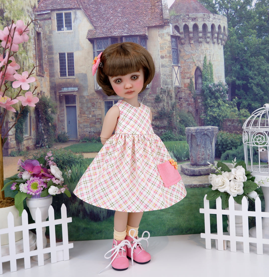 Sunny Day Plaid - dress with boots for Ruby Red Fashion Friends doll