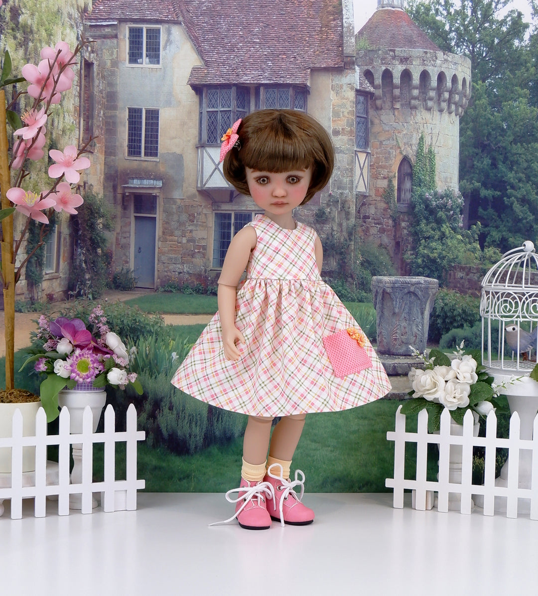 Sunny Day Plaid - dress with boots for Ruby Red Fashion Friends doll