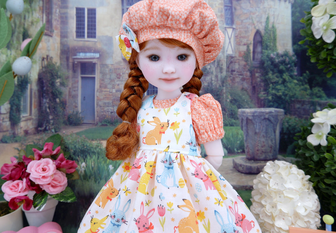 Sunshine Bunnies - dress & pinafore with boots for Ruby Red Fashion Friends doll