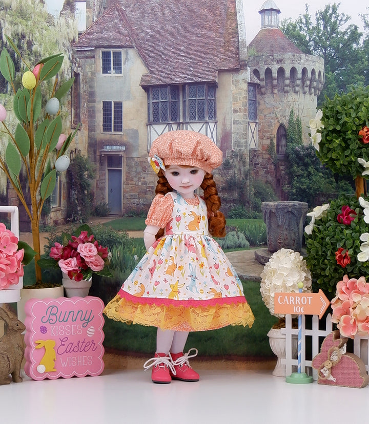Sunshine Bunnies - dress & pinafore with boots for Ruby Red Fashion Friends doll