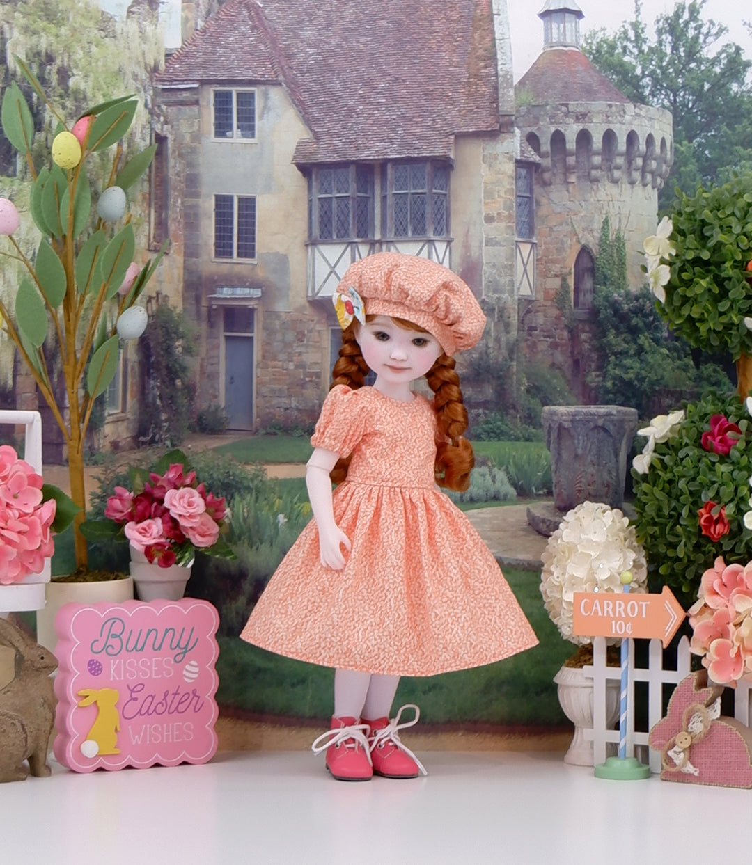 Sunshine Bunnies - dress & pinafore with boots for Ruby Red Fashion Friends doll